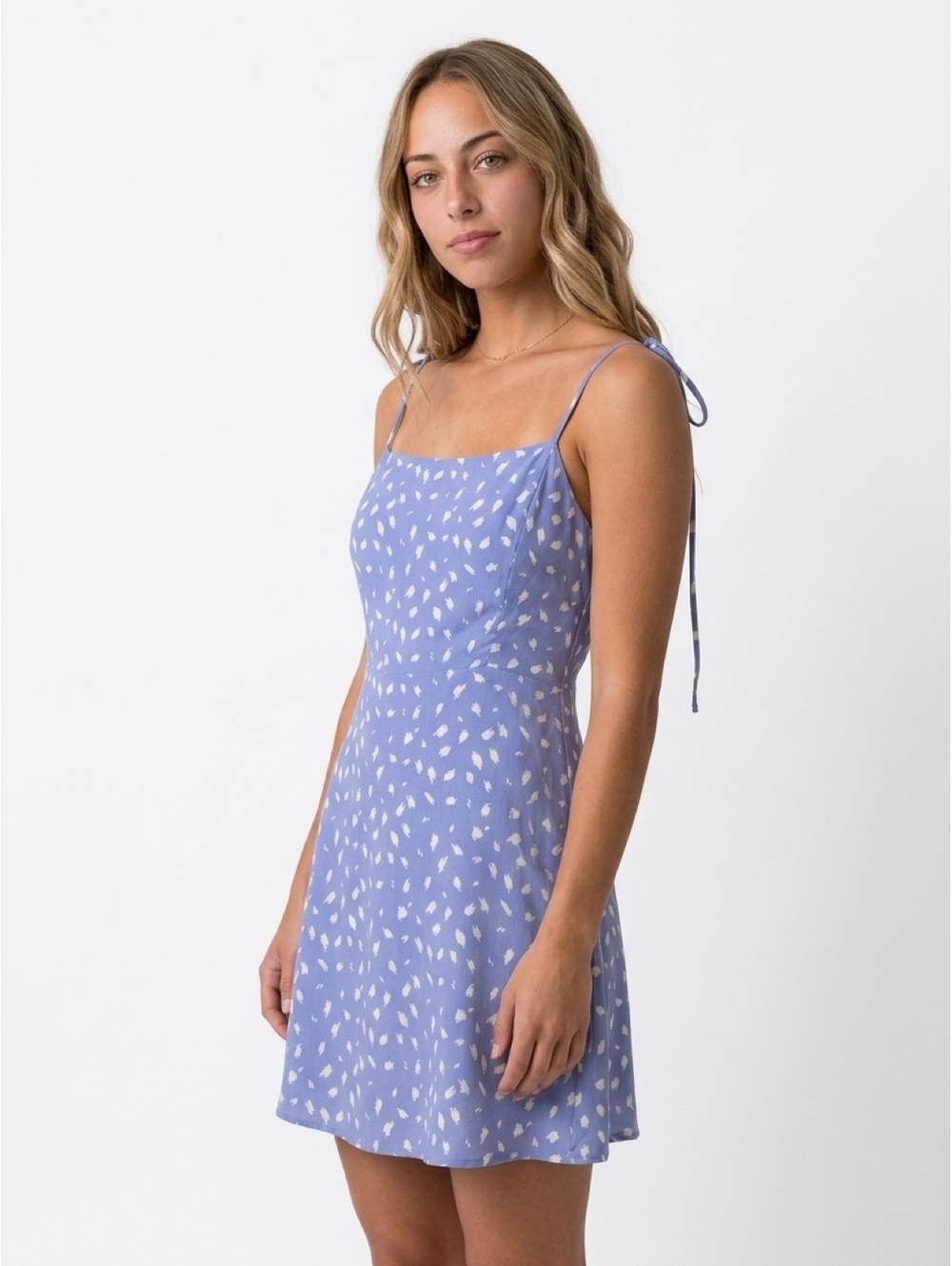 Lola Grace Purple Printed Mini Dress with Tie Straps